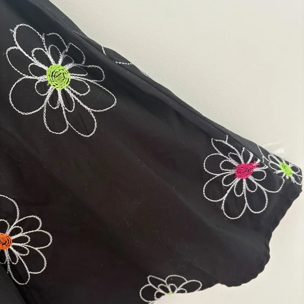 Blueberi Boulevard Girls 8 NWT Black,  Flowers, Polka Dots, Ribbon‎ & Embroidery